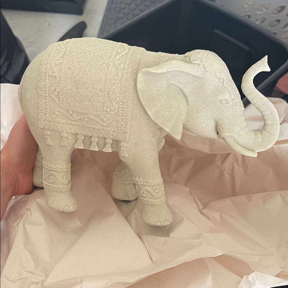 Intricate White Elephant Decor Piece